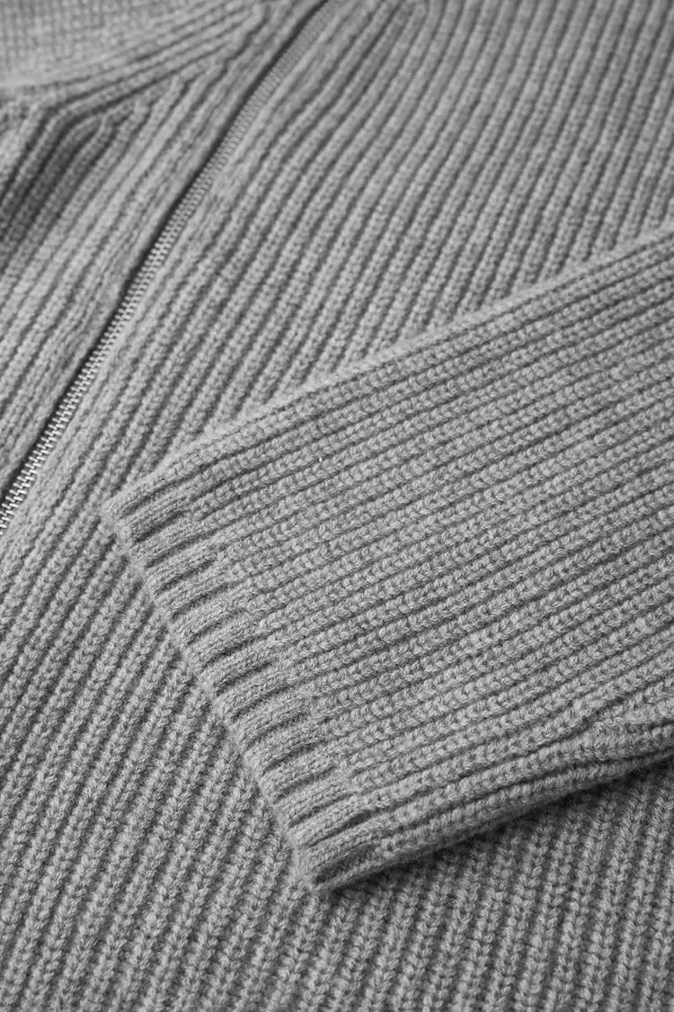 100 Wool Chunky Asymmetric Zip Turtleneck Knit Sweater
