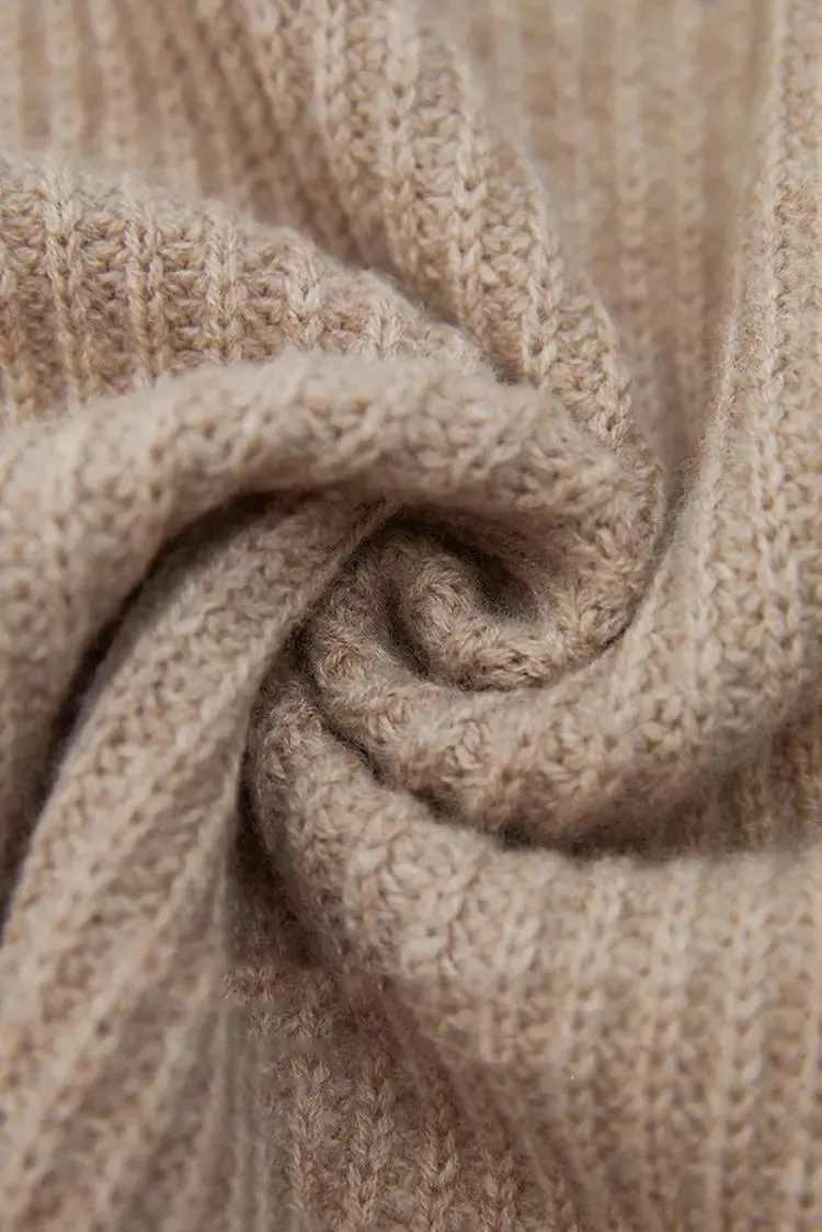 100 Wool Chunky Asymmetric Zip Turtleneck Knit Sweater