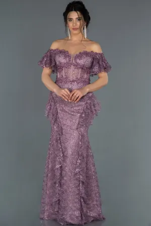 17046 Lavender Rose Transparent Corset Lace Dress