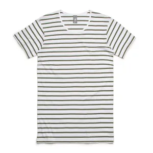 AS Colour Men's White/Olive Wire Stripe Tee