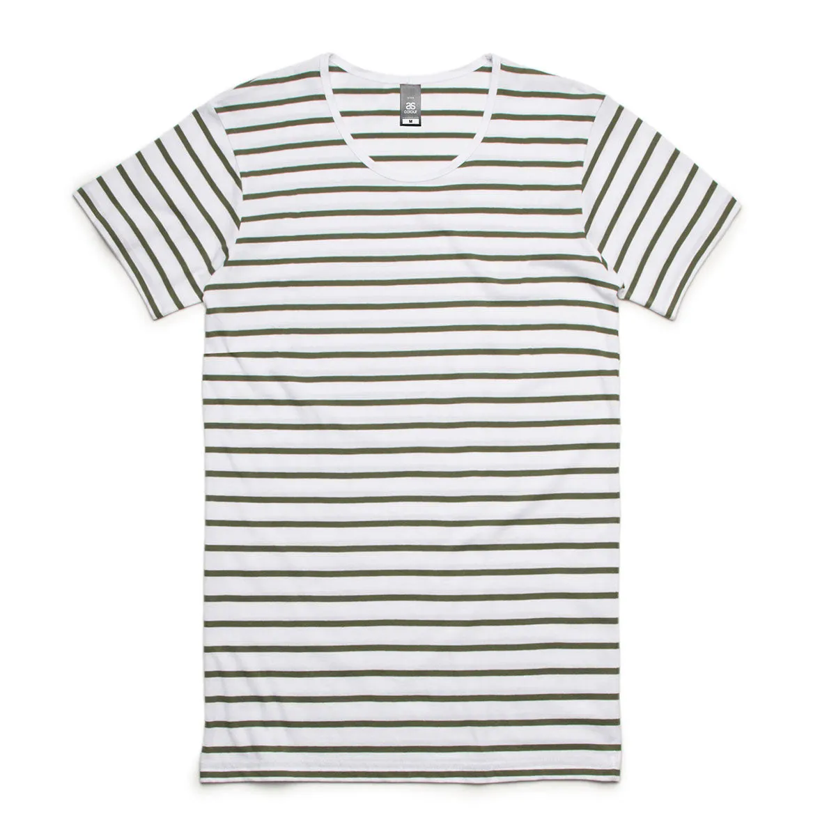 AS Colour Men's White/Olive Wire Stripe Tee