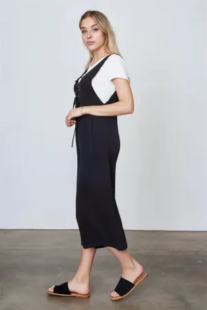 Boho Black Lace Up V-neck Harem Jumpsuits /3-1-1