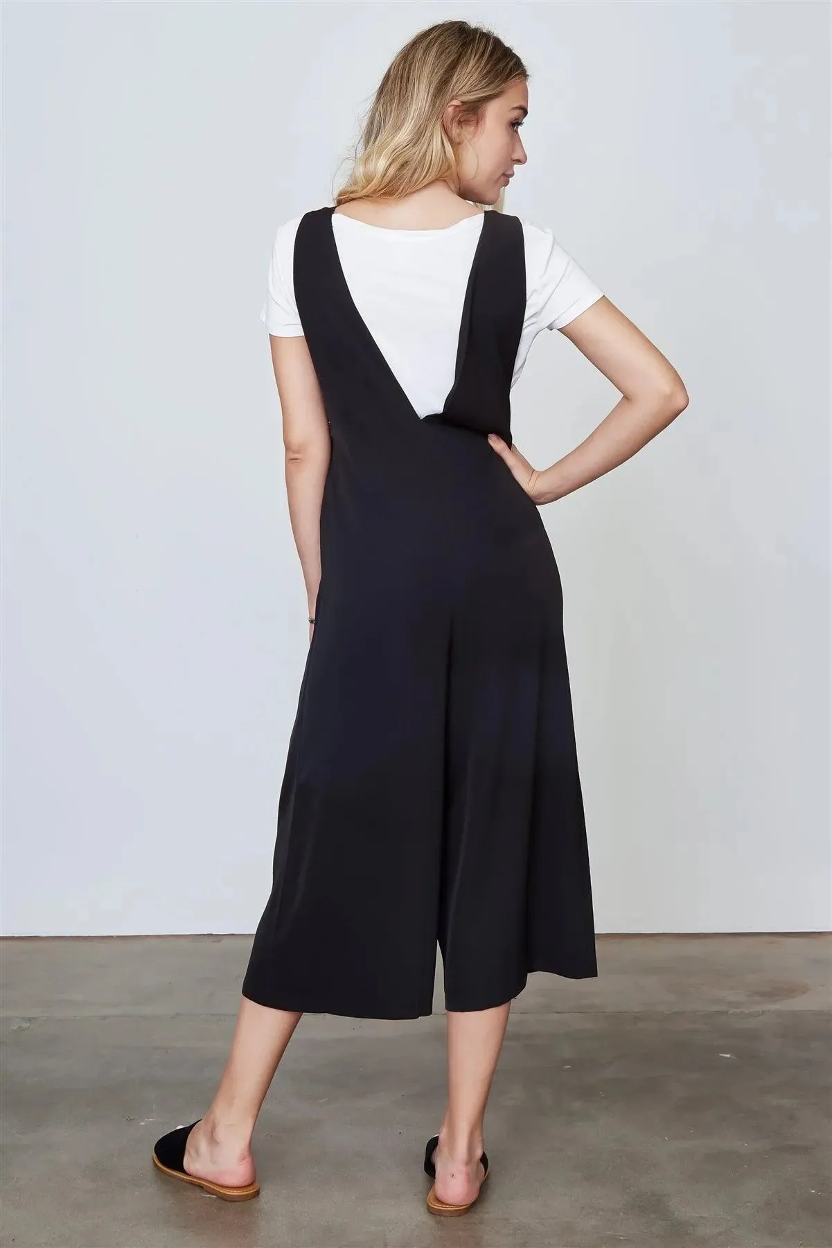 Boho Black Lace Up V-neck Harem Jumpsuits /3-1-1