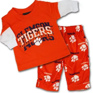 Clemson Layered Tee and Pajama Pants (0-3M Only)