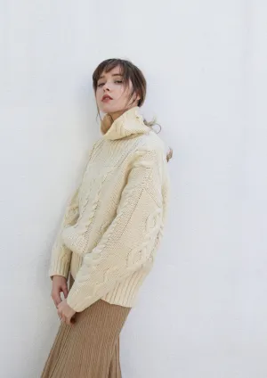 Cream Cable Knit Turtleneck