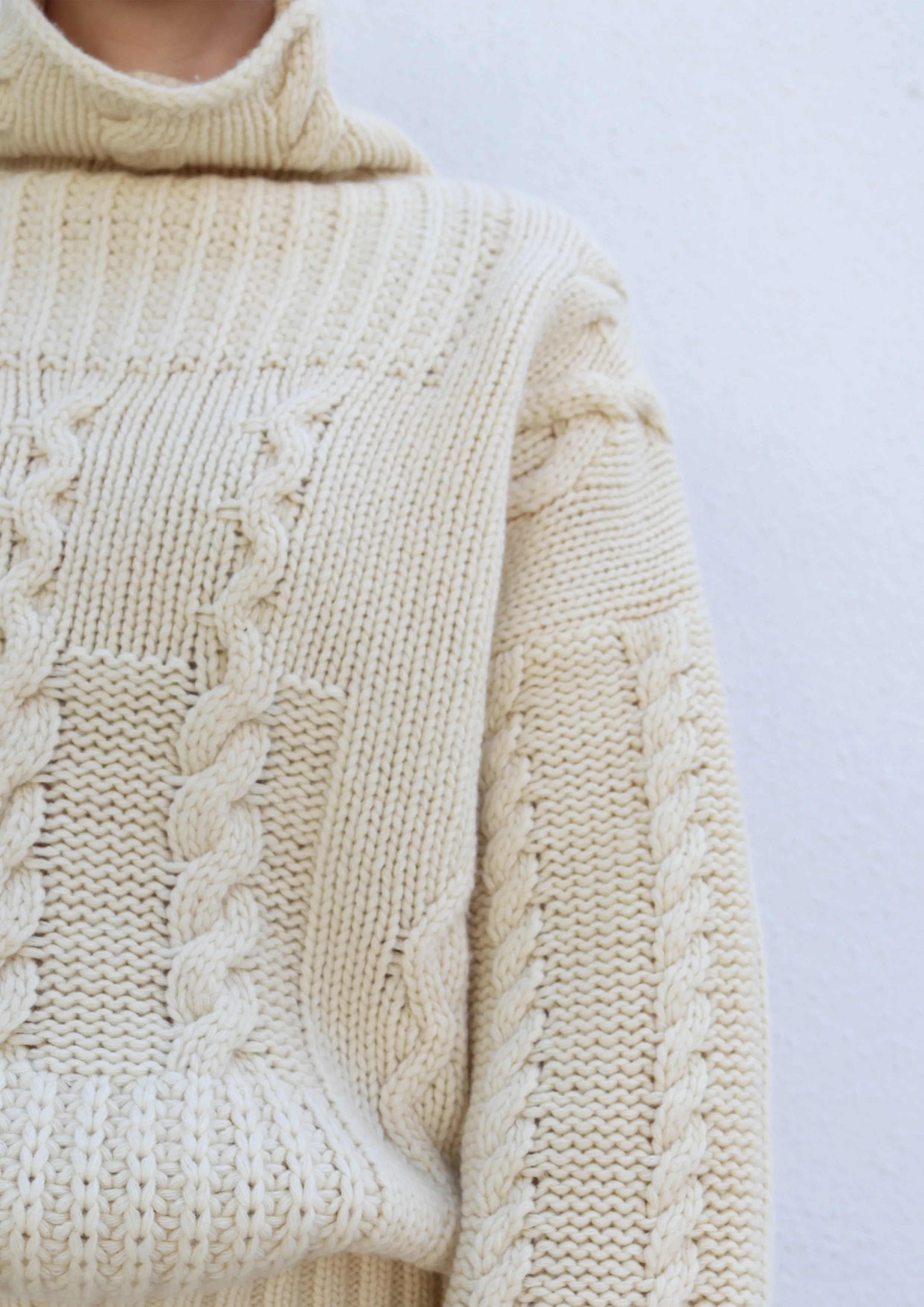 Cream Cable Knit Turtleneck