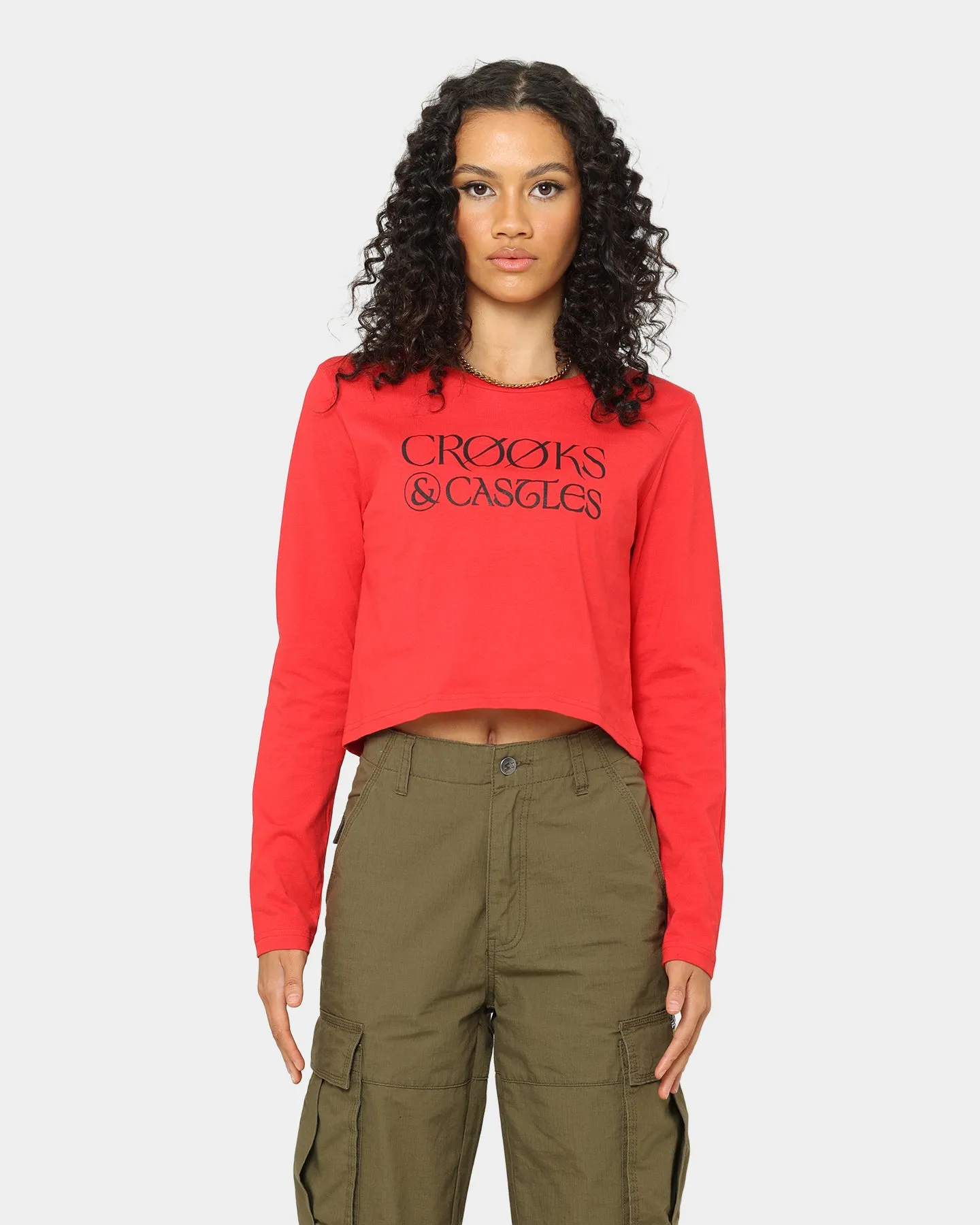 Crooks & Castles Women's Cross Out Long Sleeve T-Shirt Red