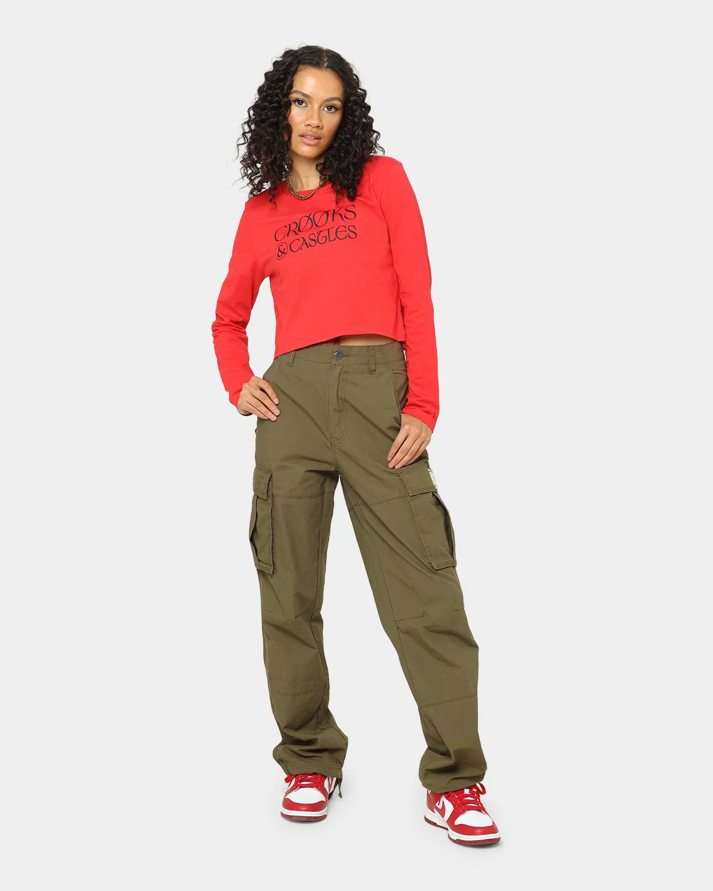 Crooks & Castles Women's Cross Out Long Sleeve T-Shirt Red