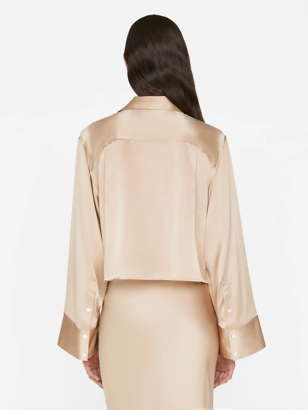 Cropped Wide Sleeve Shirt -- Khaki Tan