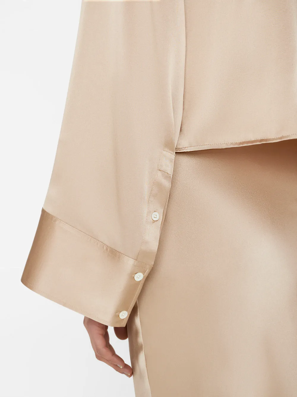 Cropped Wide Sleeve Shirt -- Khaki Tan