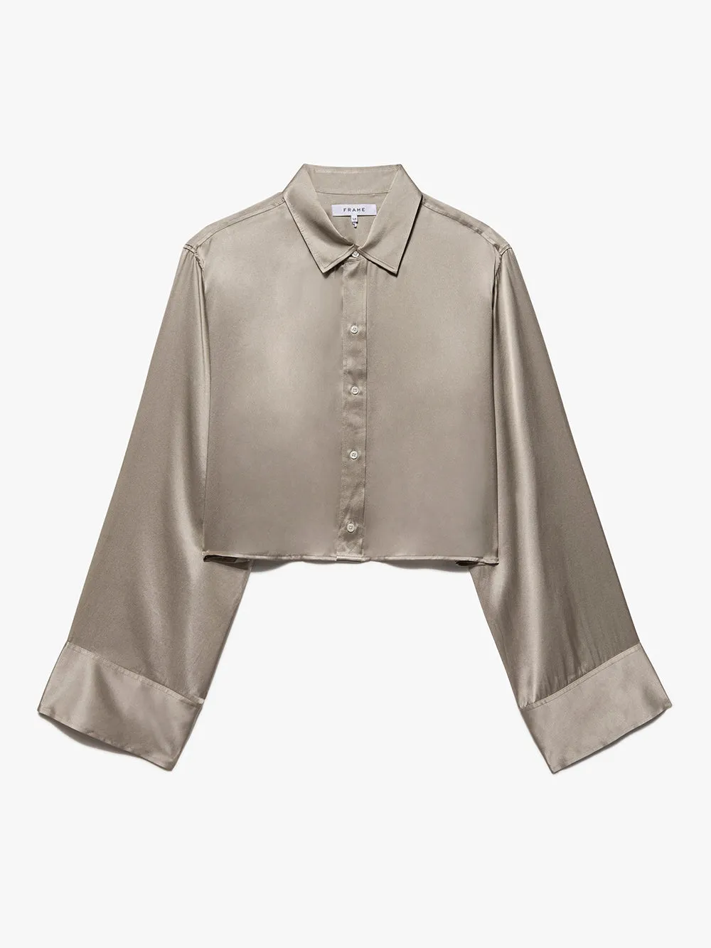 Cropped Wide Sleeve Shirt -- Khaki Tan