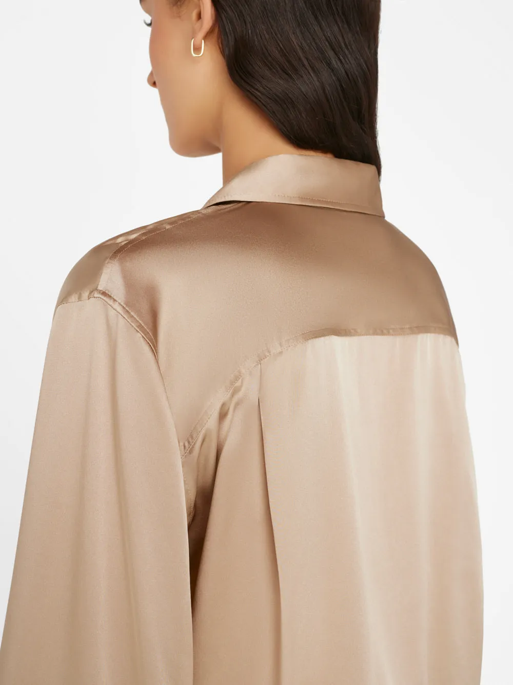 Cropped Wide Sleeve Shirt -- Khaki Tan
