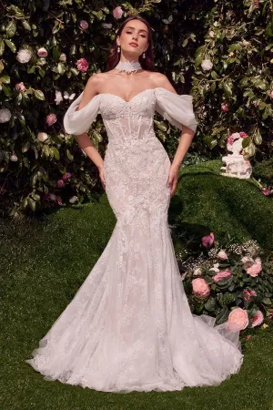 DETACHABLE WINGS MERMAID WEDDING GOWN CDWL031