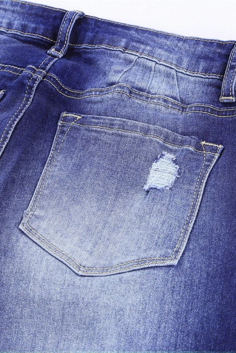 Distressed Ankle Frayed Skinny Denim
