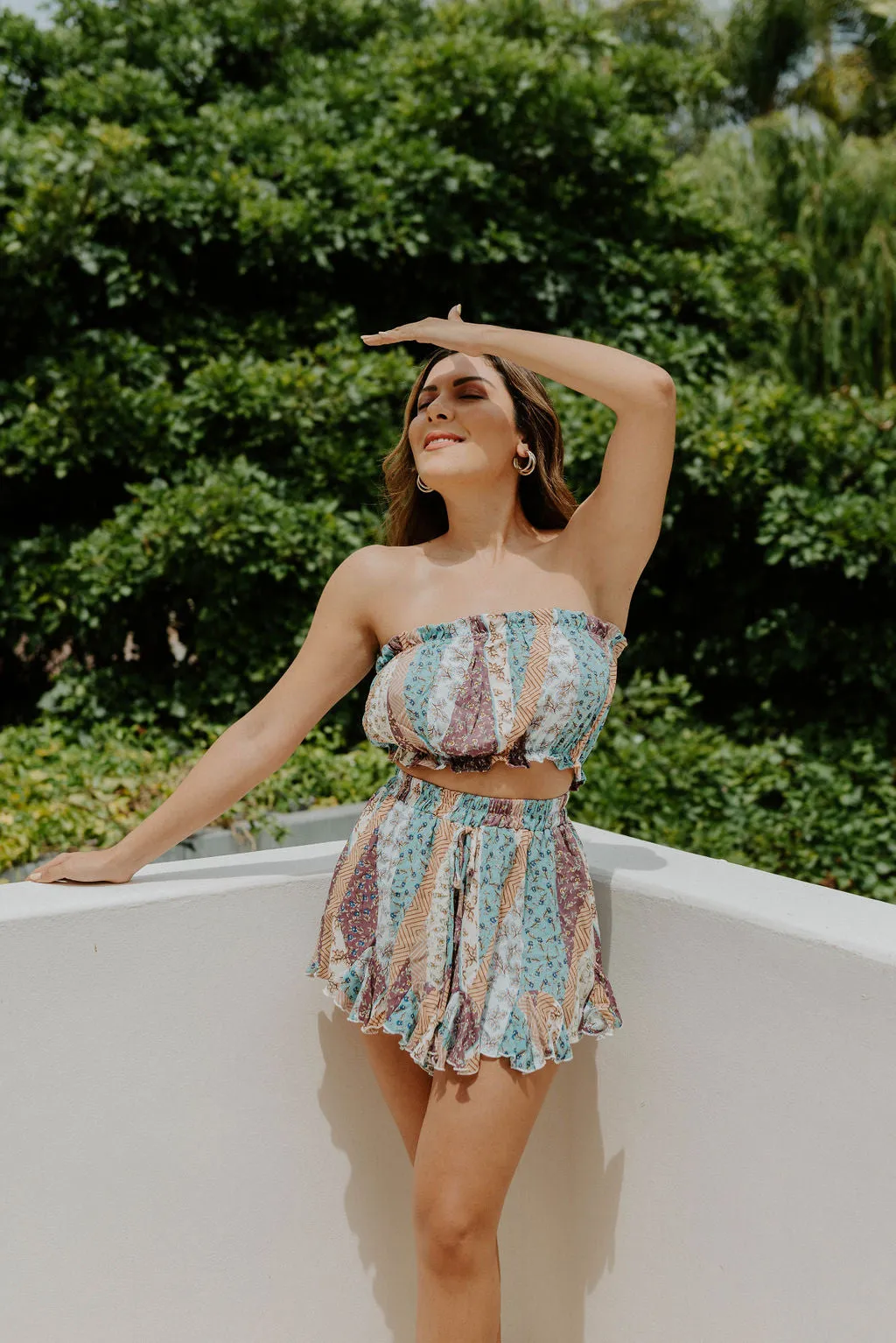 Do Not Disturb Paisley Pleated Shorts
