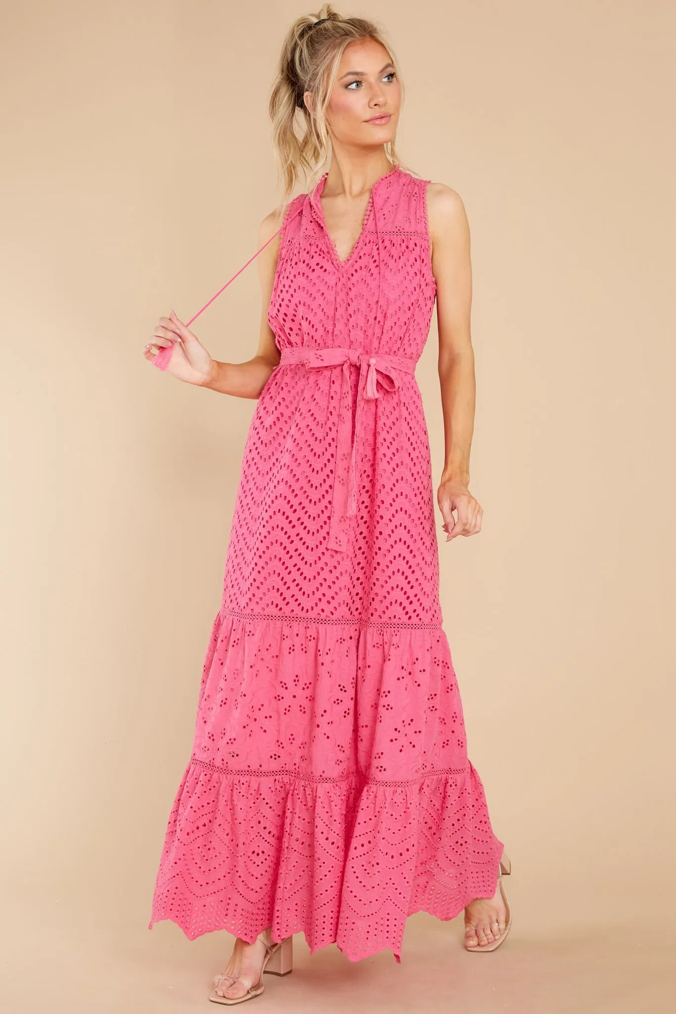 Estelle Carmine Pink Maxi Dress