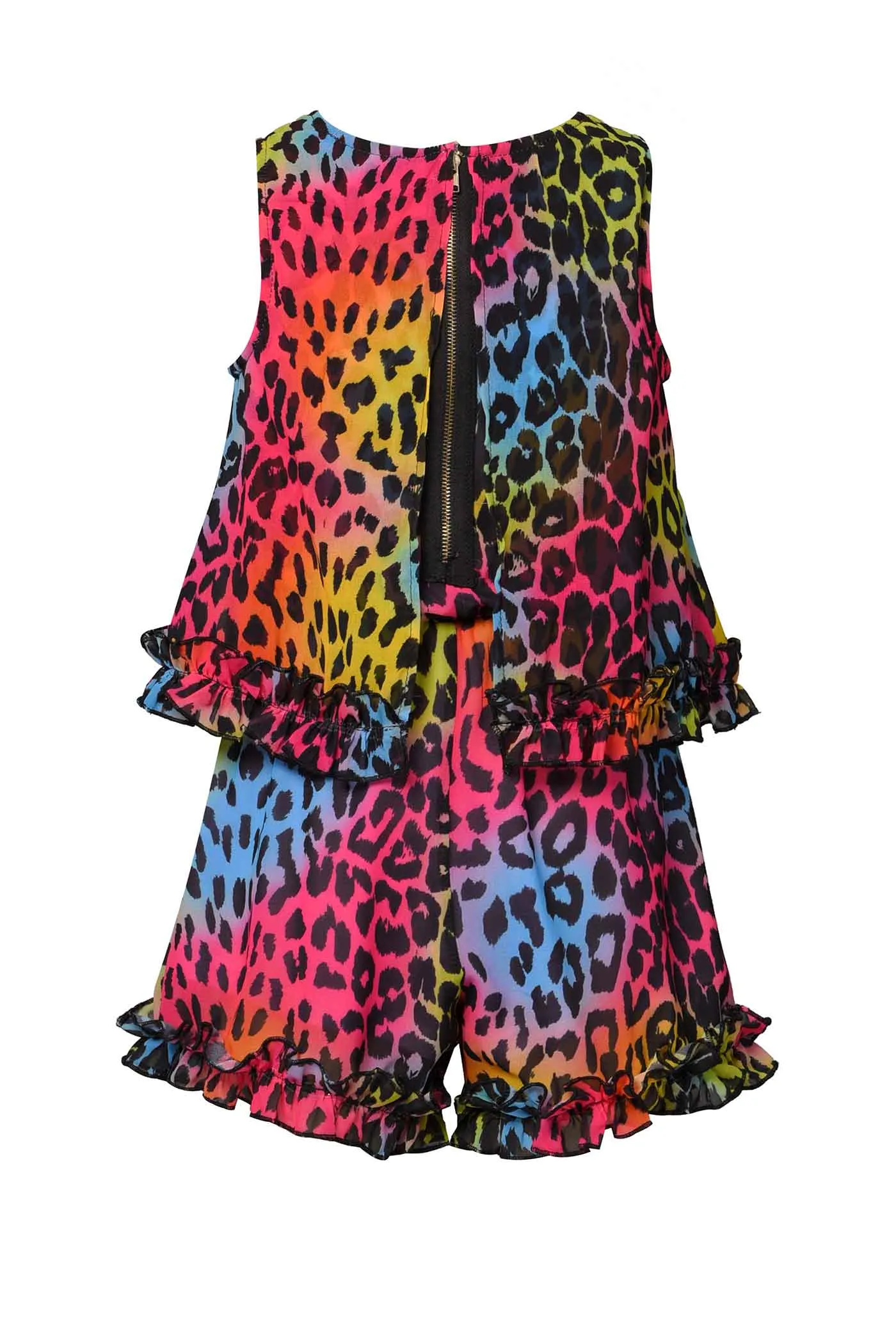 Girls Colorful Animal Print Sleeveless Chiffon Romper