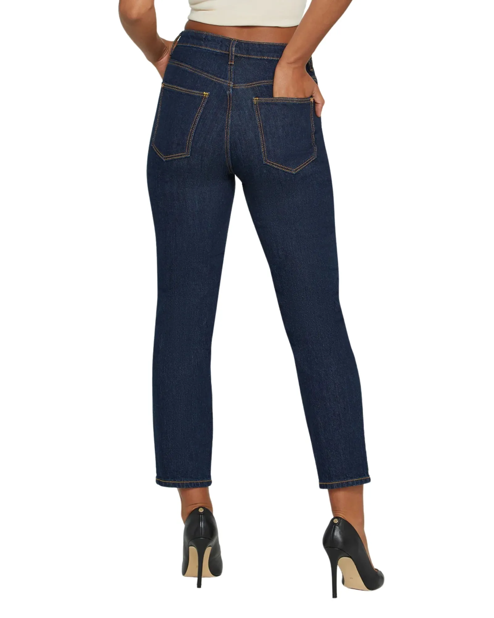High-Rise Straight Leg Mom Denim Jeans In Authentic Dark Wash