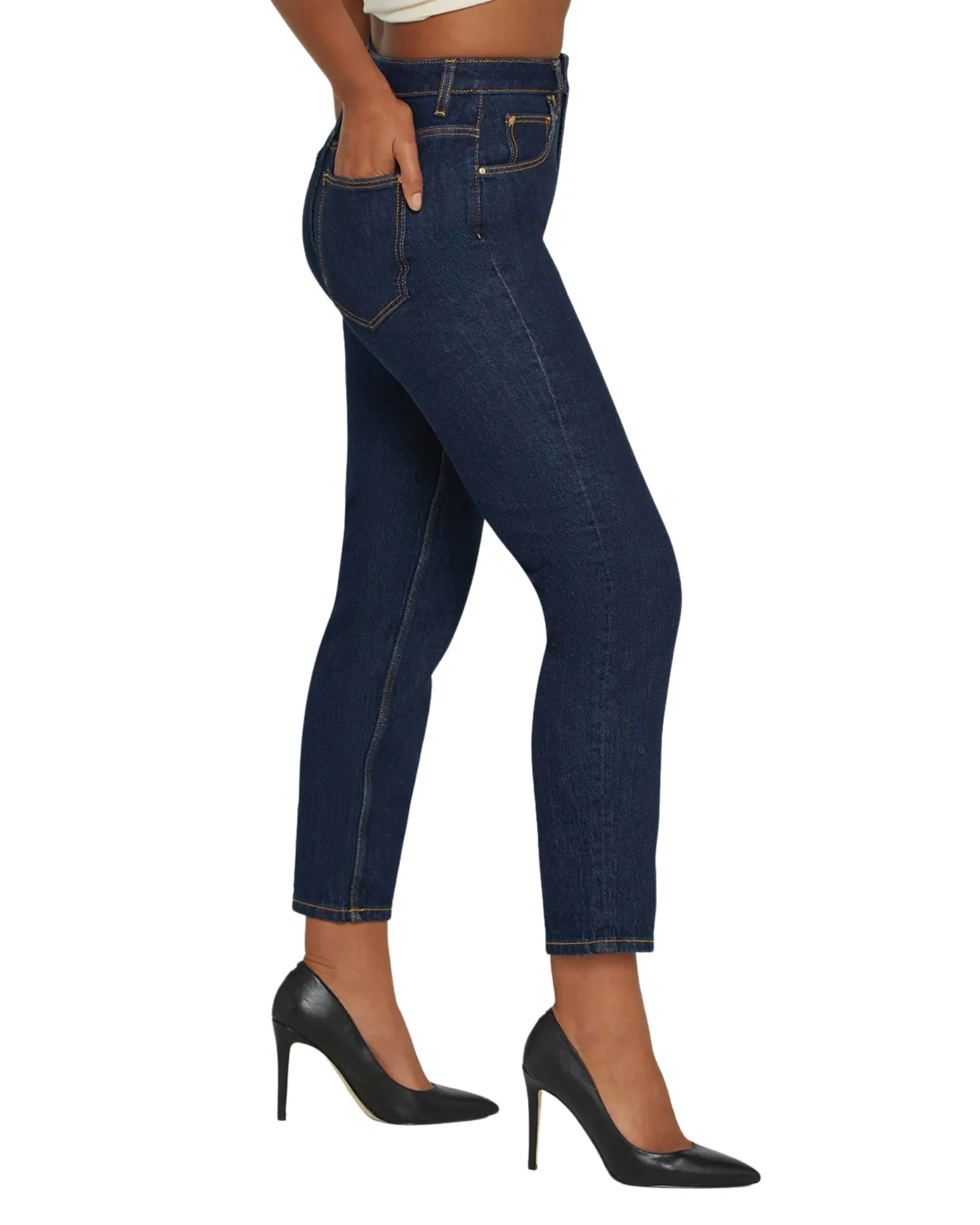 High-Rise Straight Leg Mom Denim Jeans In Authentic Dark Wash