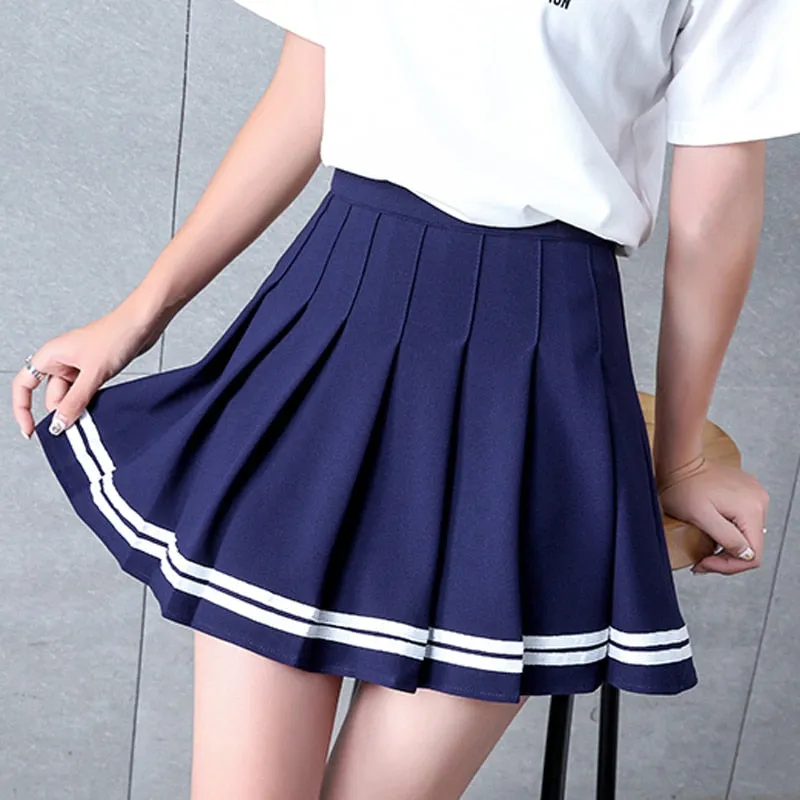High-waisted Striped Mini Skirts