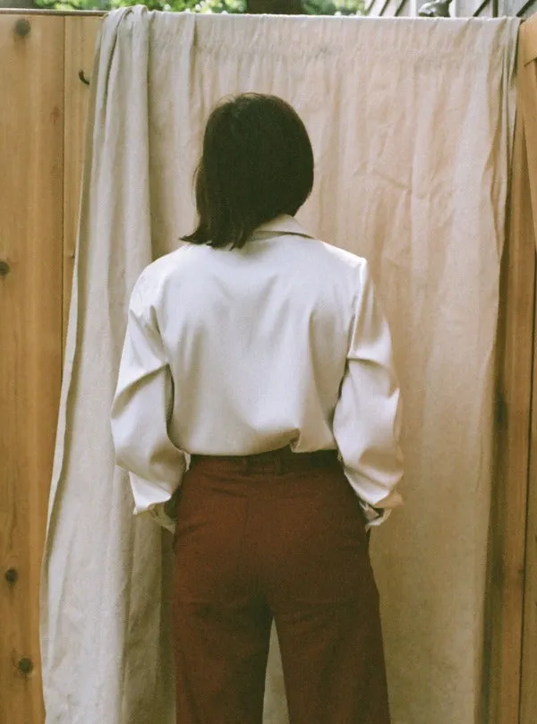 Inez Blouse, Ivory Silk Twill