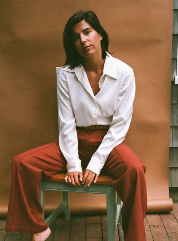 Inez Blouse, Ivory Silk Twill
