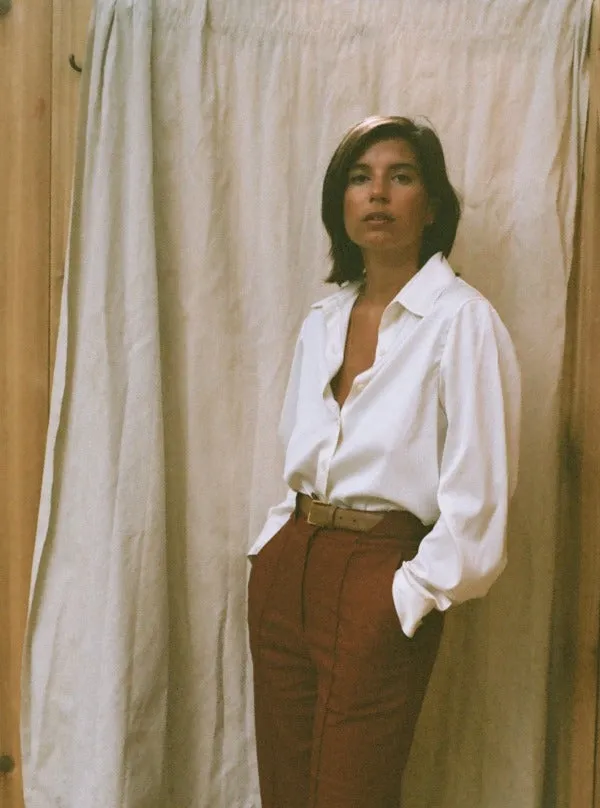 Inez Blouse, Ivory Silk Twill