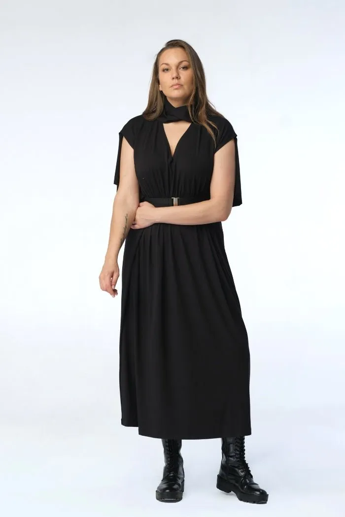 Katerina Jersey Midi Dress  // Black