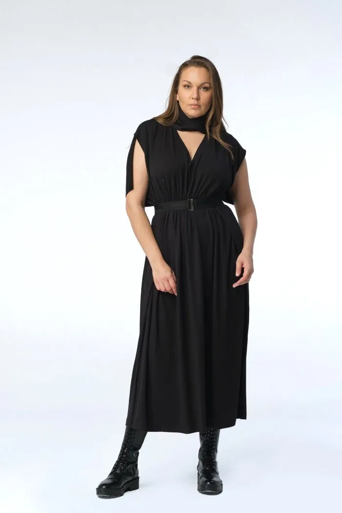 Katerina Jersey Midi Dress  // Black