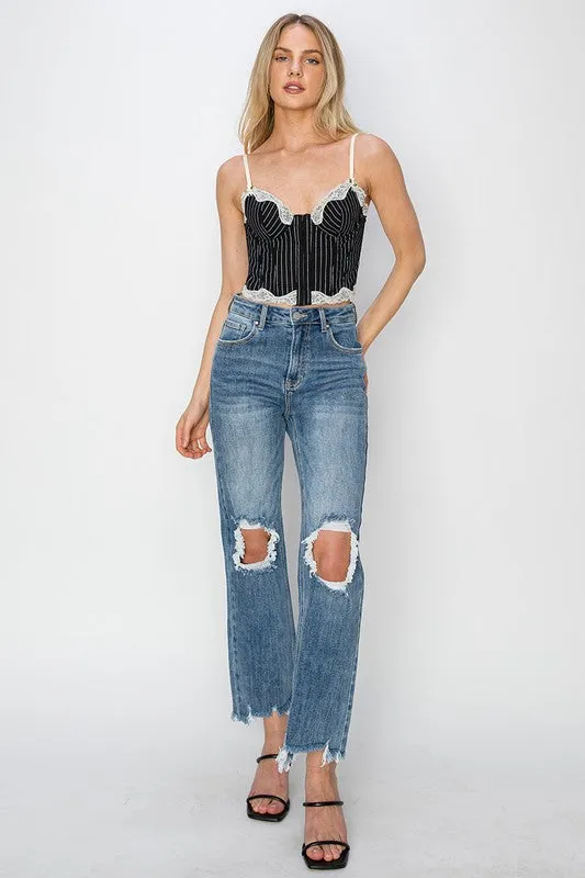 LILY HIGH RISE STRAIGHT CROP JEANS