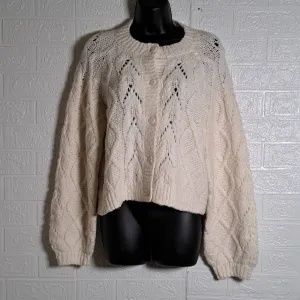 Lucky Brand Wool Blend Cable-Knit Cardigan Sweater XS