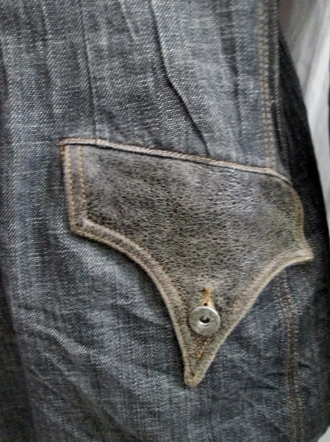 Mens PURE VENOM Denim Jean jacket coat Blazer Industrial Steampunk BLACK XXL Leather