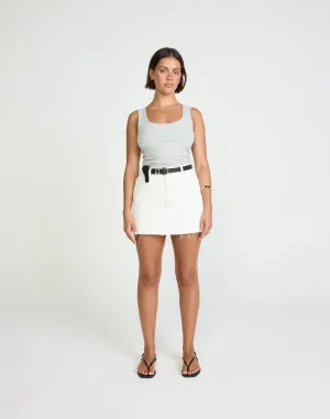 Okara Denim Skort (Ivory White)