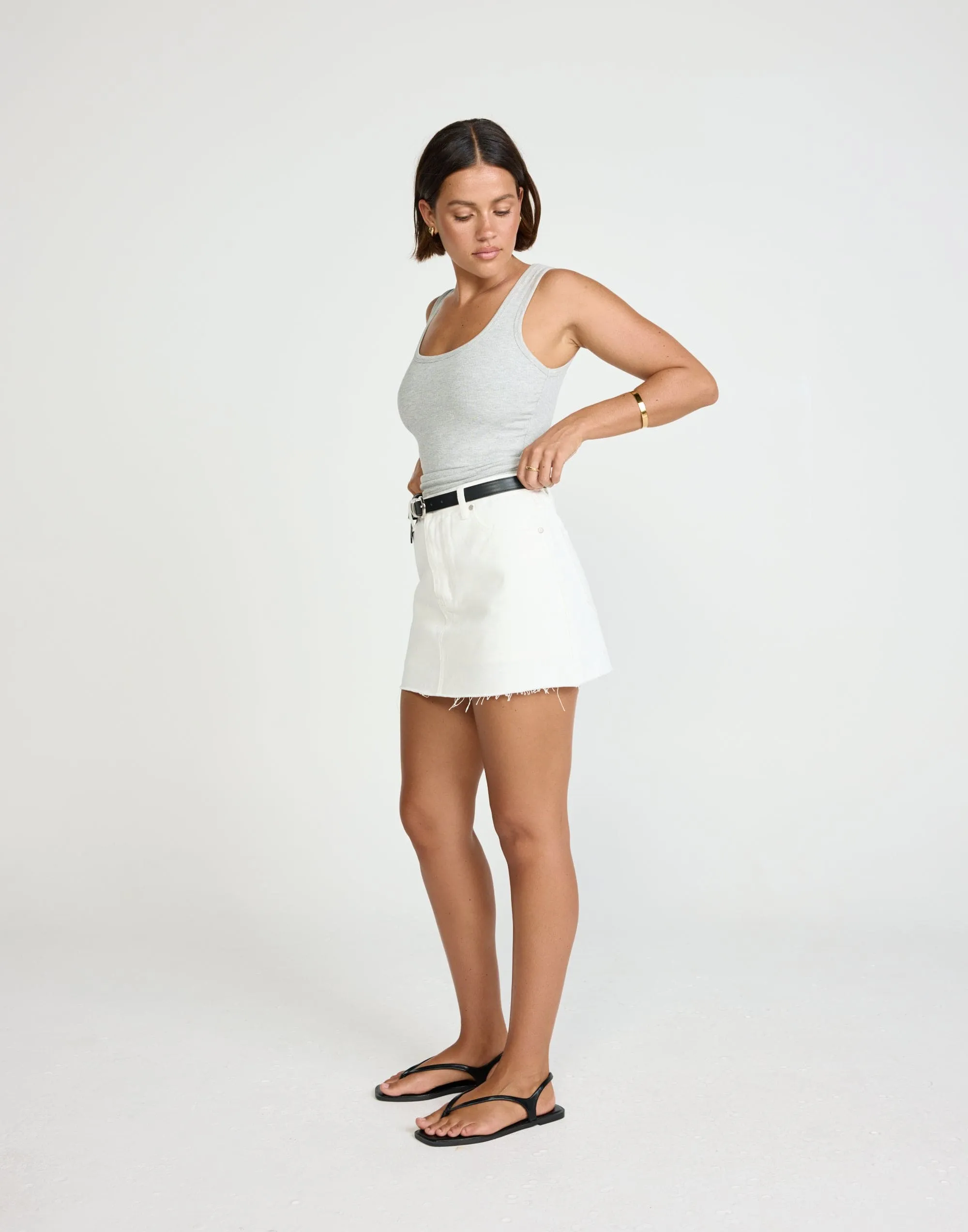 Okara Denim Skort (Ivory White)