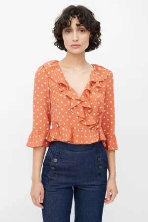 Pink Silk Polka Dot Blouse