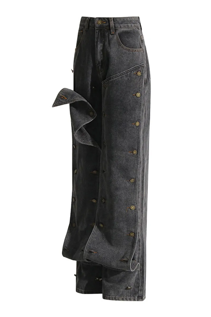 PK0660 Buttons Retro Denim Jeans