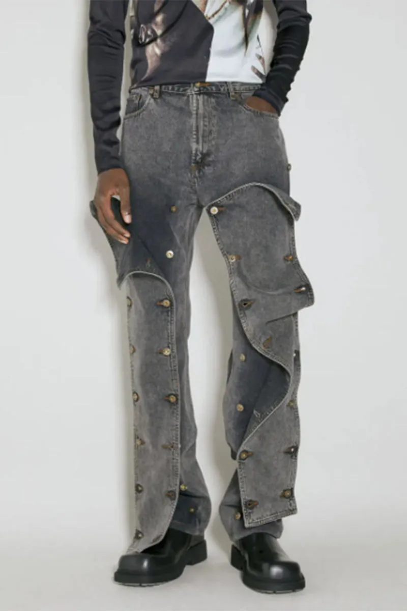 PK0660 Buttons Retro Denim Jeans