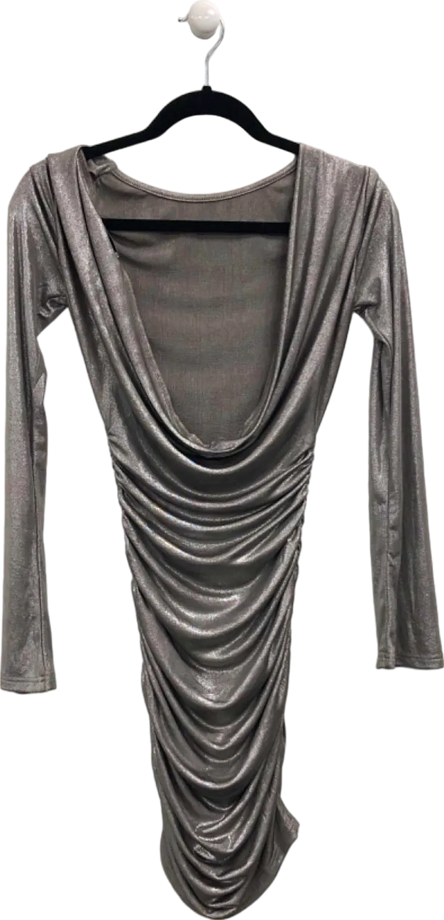 Pretty Lavish Silver Ruched Detail Mini Dress UK 6
