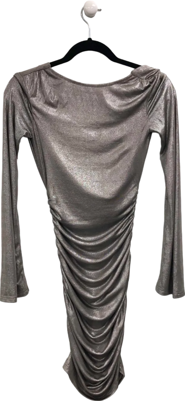 Pretty Lavish Silver Ruched Detail Mini Dress UK 6