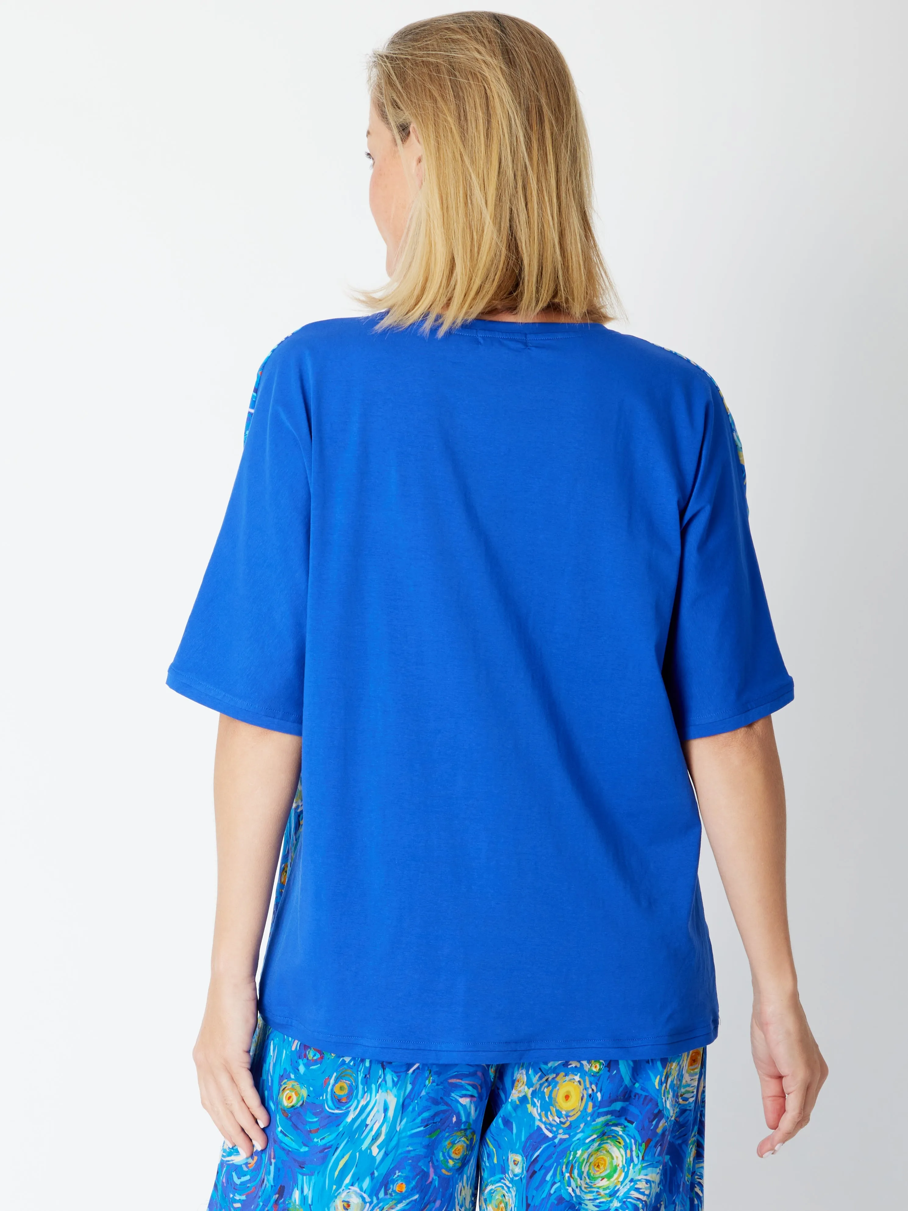 Printed Woven Jersey Tee - Electric 30411