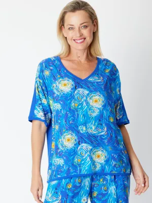 Printed Woven Jersey Tee - Electric 30411