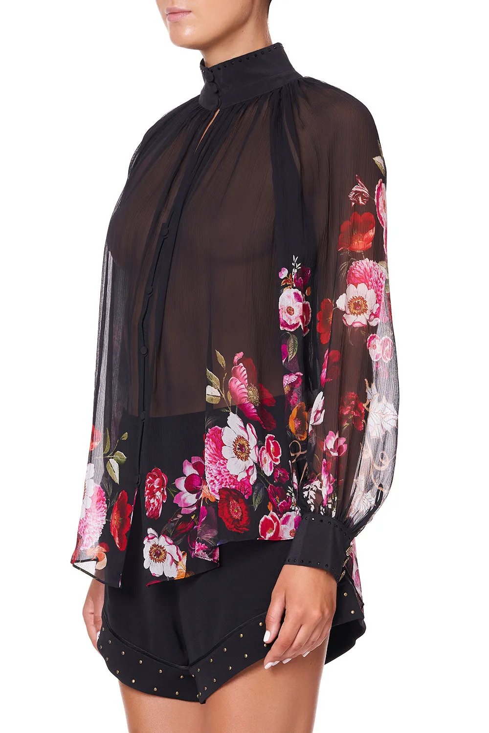 RAGLAN BUTTON UP SHIRT MIRROR MIRROR