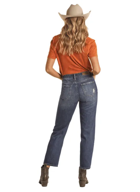 Rock and Roll Women's Distressed Straight Leg Crop Jeans BW9HD02255