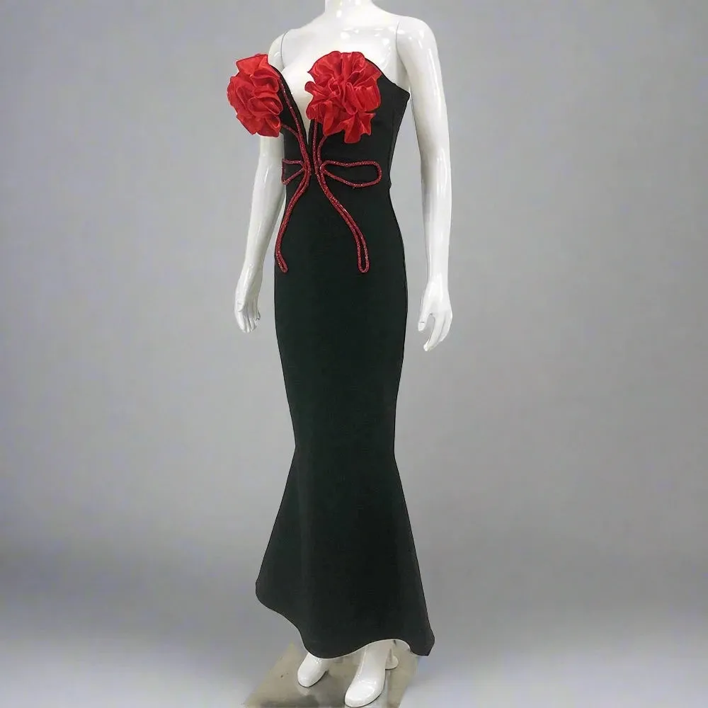 Trend4us Women’s Floral Embellished Mermaid Evening Gown