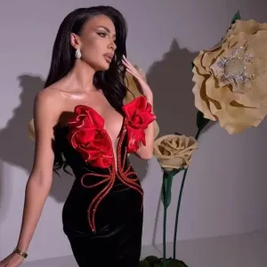 Trend4us Women’s Floral Embellished Mermaid Evening Gown