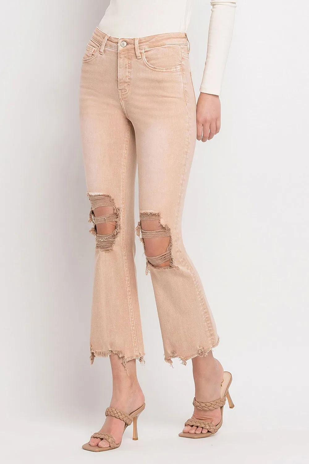 TUMMY CONTROL HIGH RISE CROP FLARE JEANS