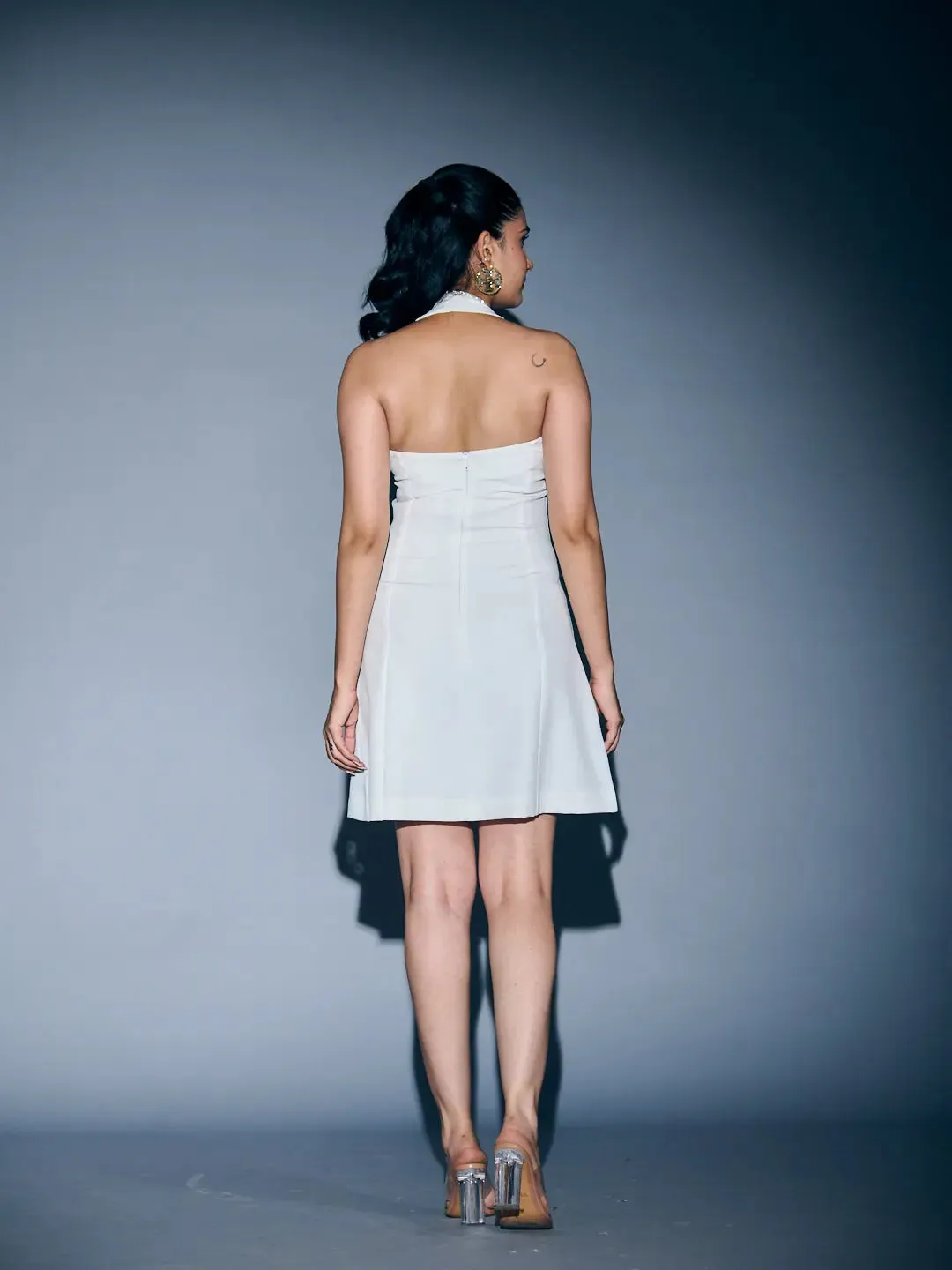 V-NECK COCKTAIL MINI DRESS