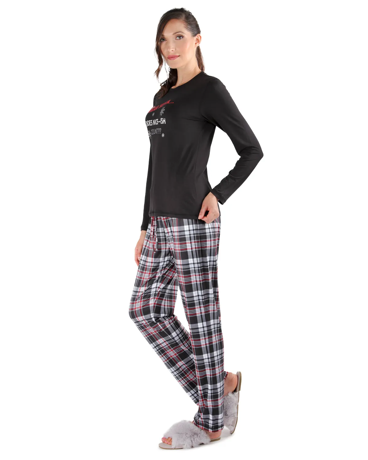 Women's 2 Piece Dear Santa Nice-ish Christmas Two- Piece PJ Set