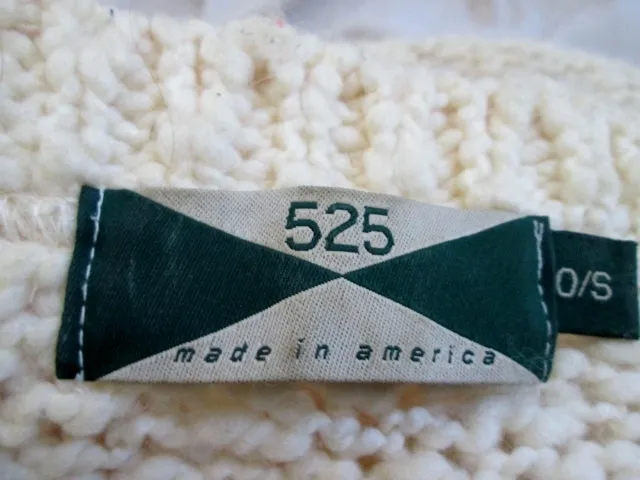 Womens 525 AMERICA Cable Knit Sweater Cotton White Creme Relaxed Oversized OS Chunky