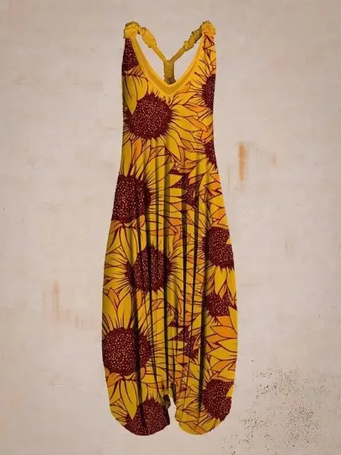 Women's Stylish Boho V-Neck Sleeveless Jumpsuit | Ideal for Spring/Summer